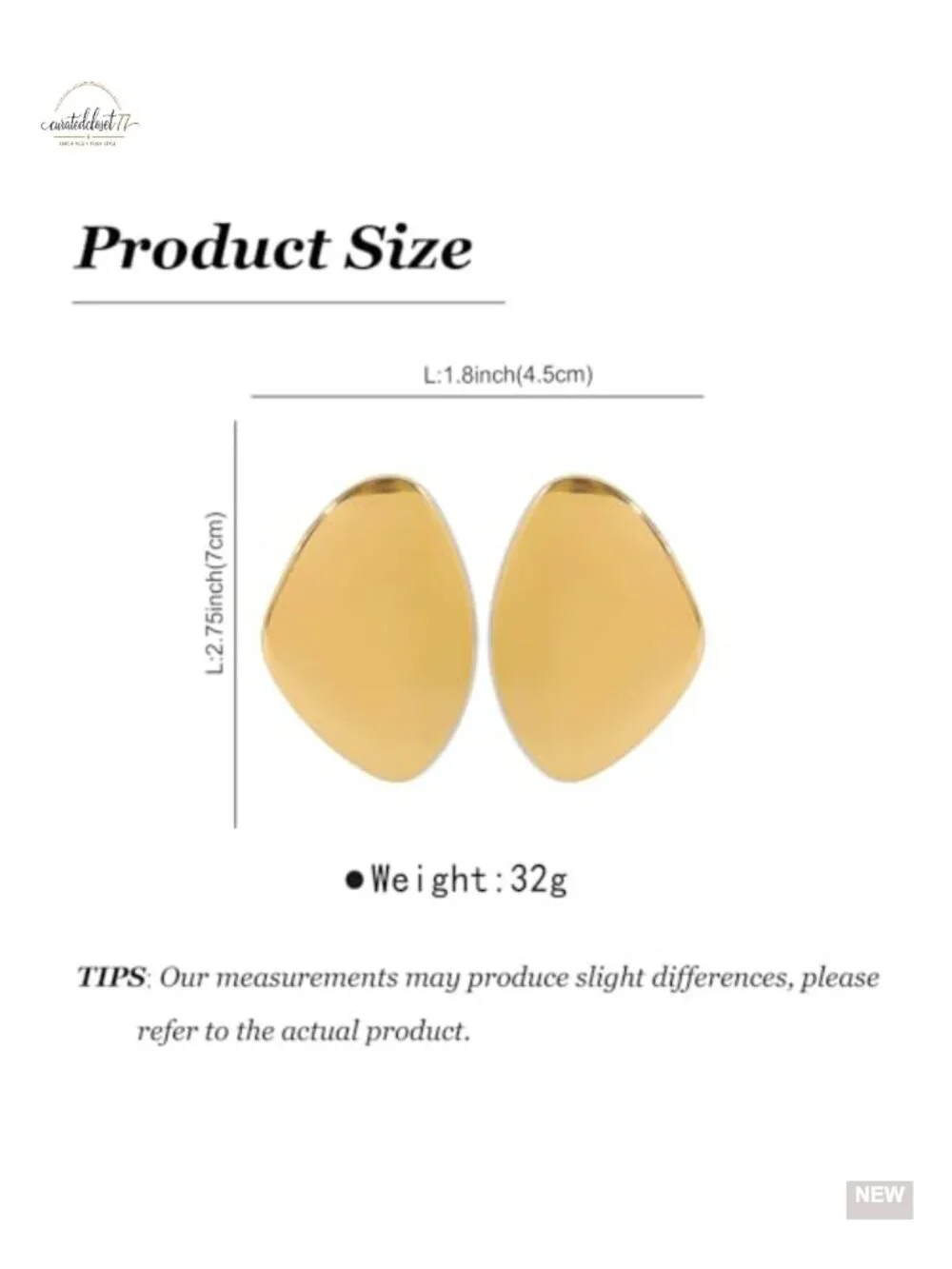 Chunky Irregular Geometric Drop Dangle Earrings - Gold Statement Jewelry